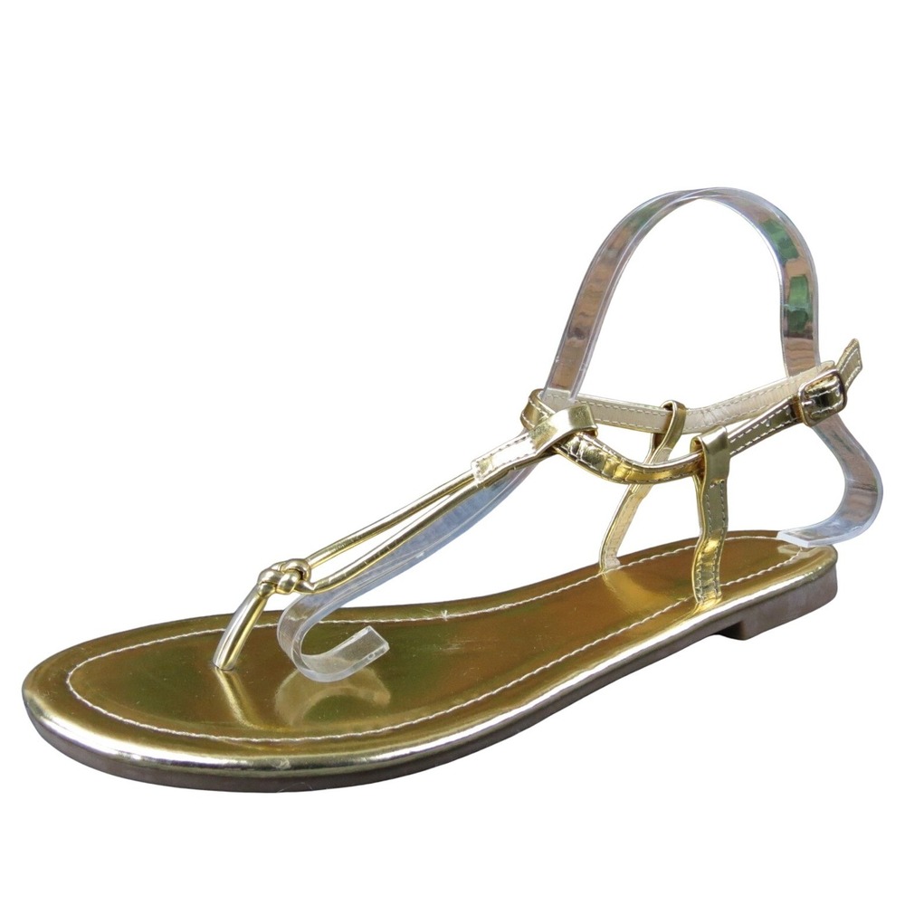 Unbranded Women's 41 Gold Synthetic Sandals Thong Ankle Strap Chic Casual